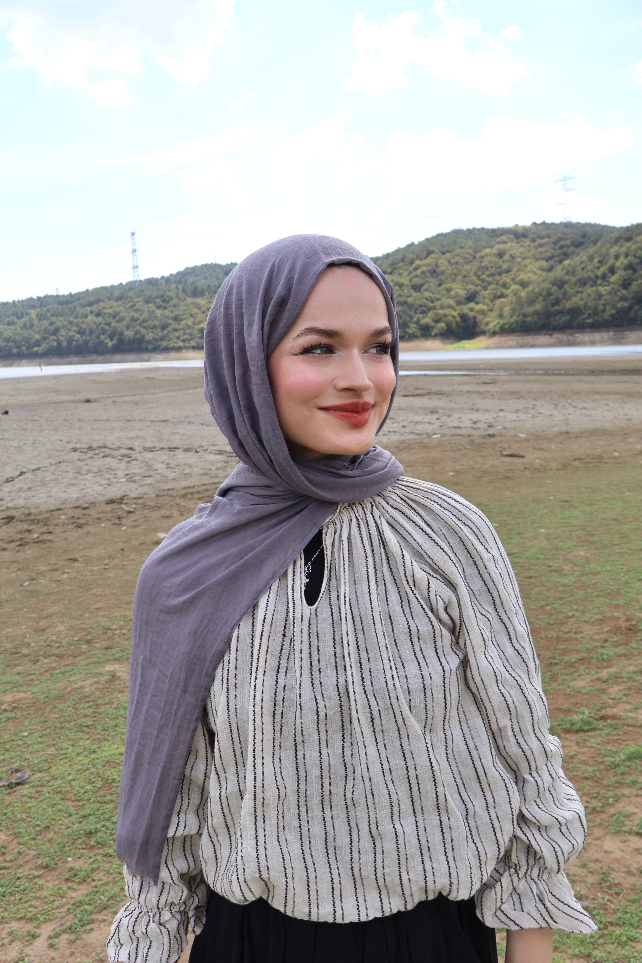 Soft Gri Pamuk Şal