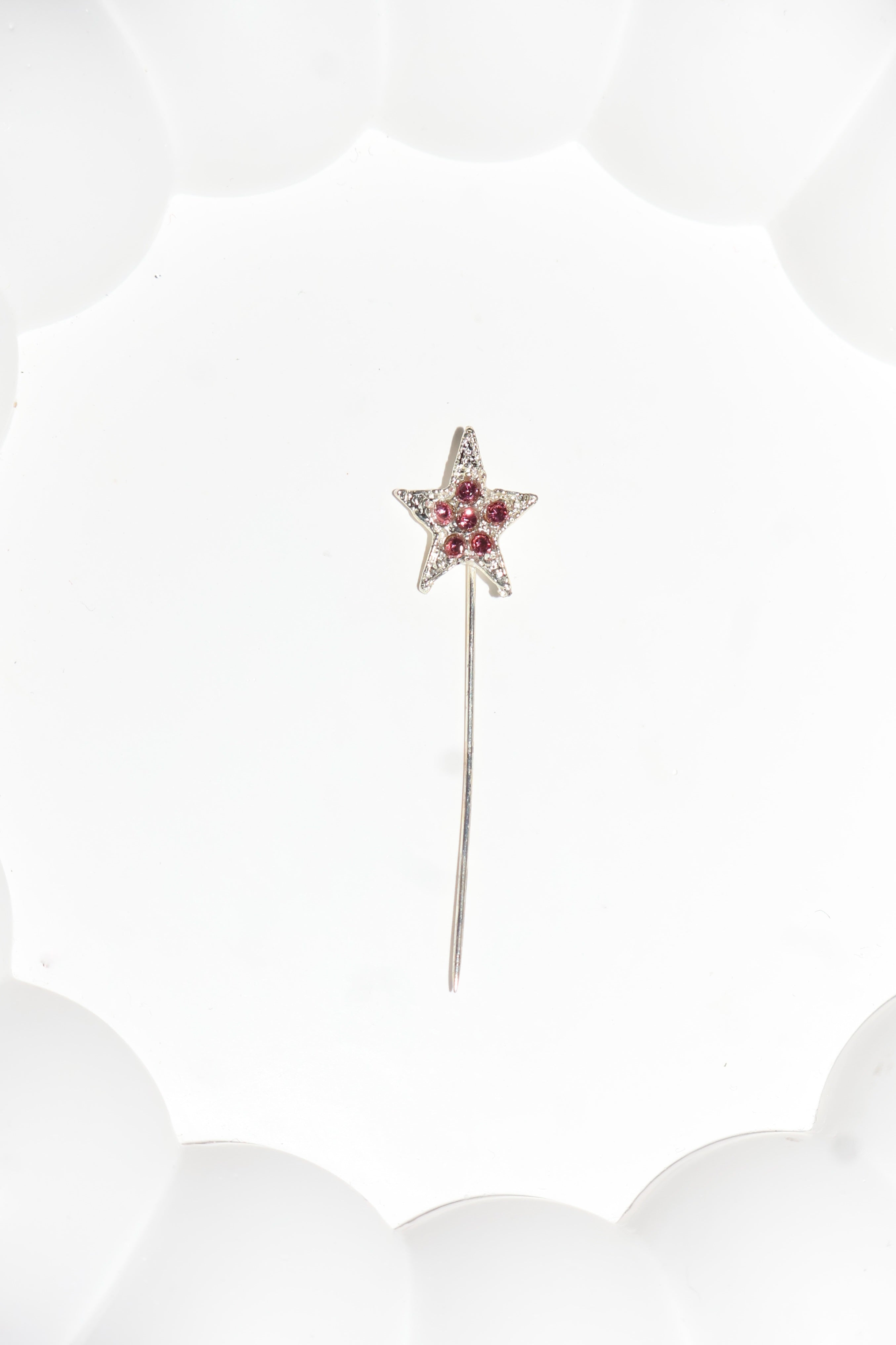 Süslü iğne pembe taşlı yıldız