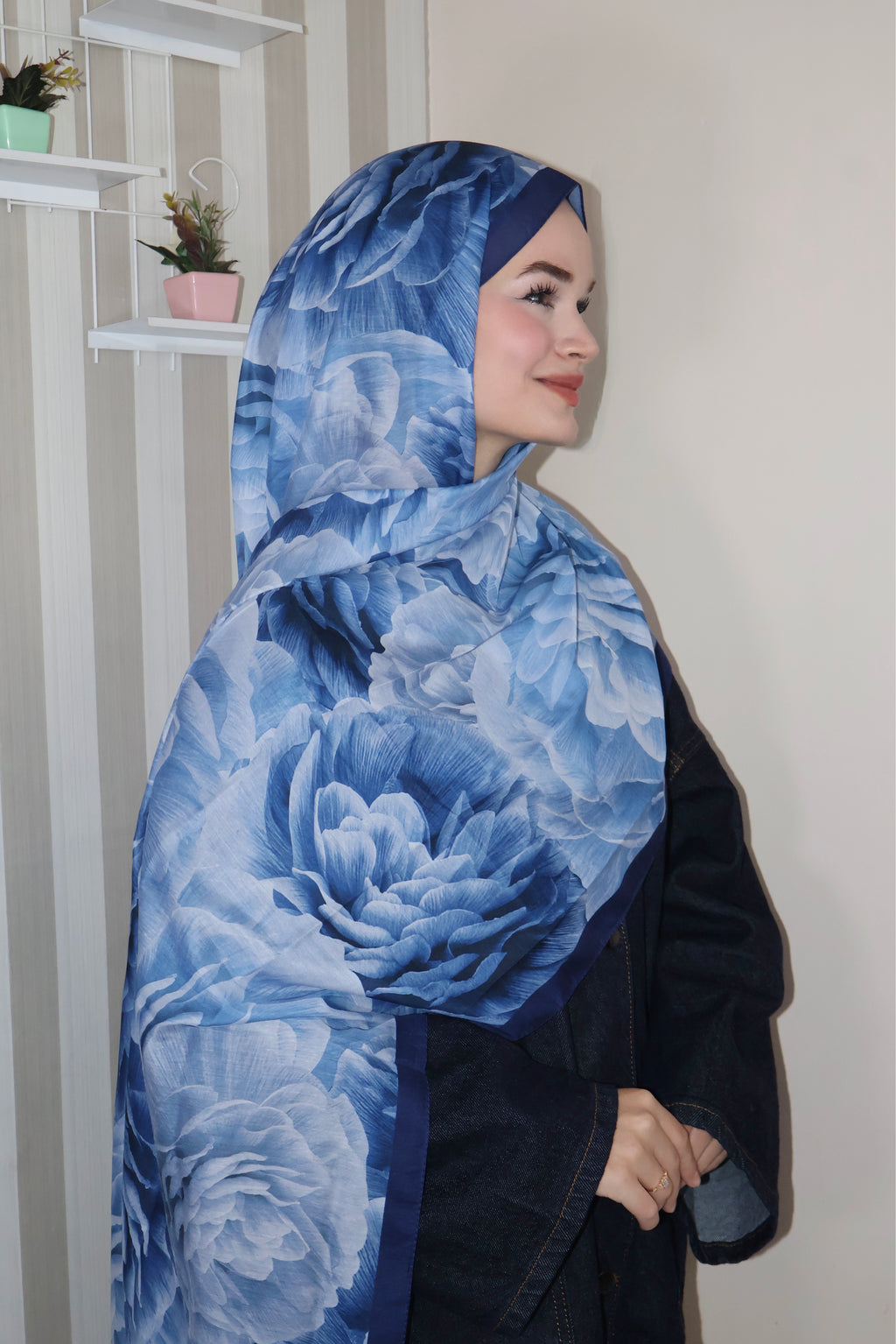 Mavi Düş Desenli Şal