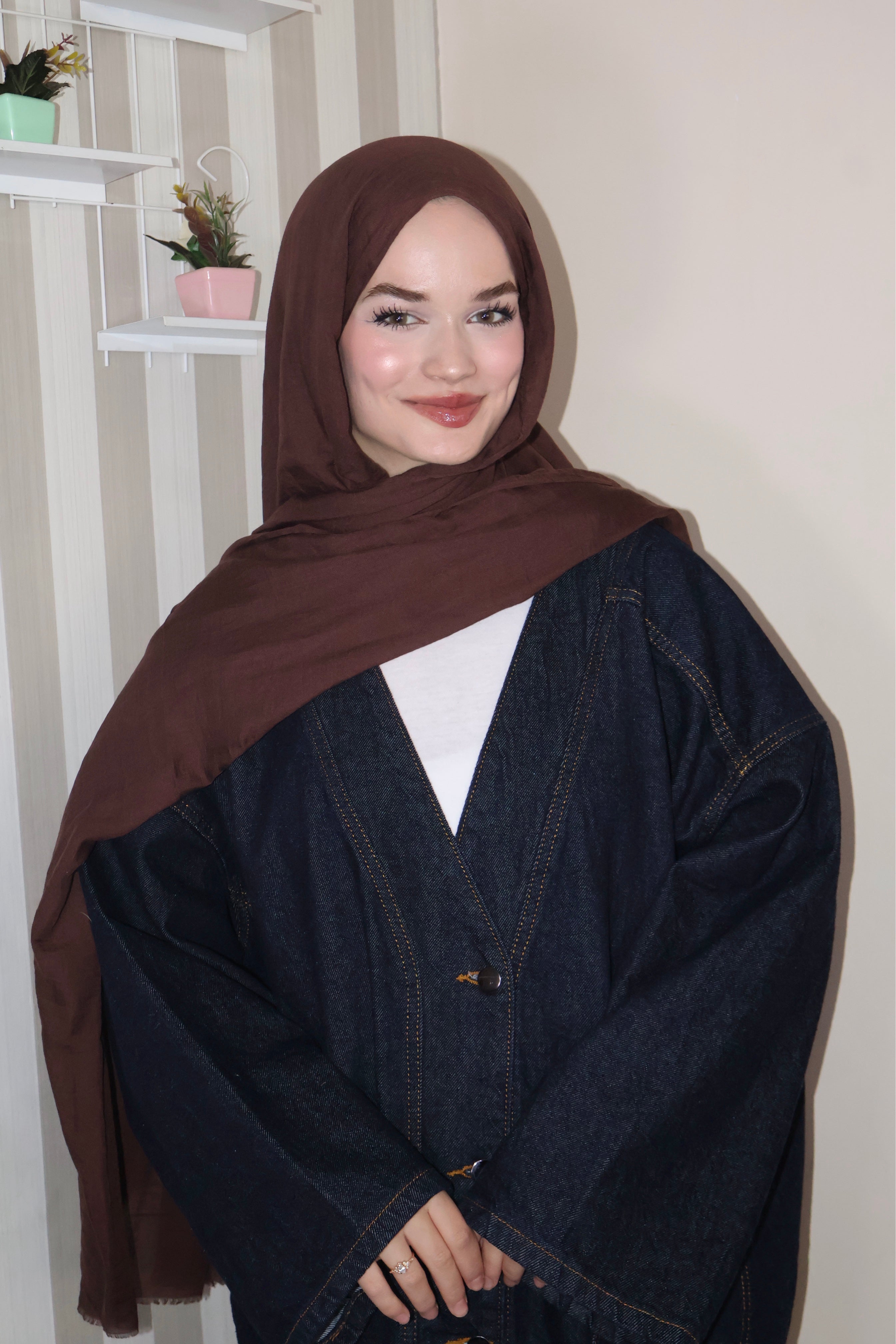 Soft Çikolata Pamuk Şal