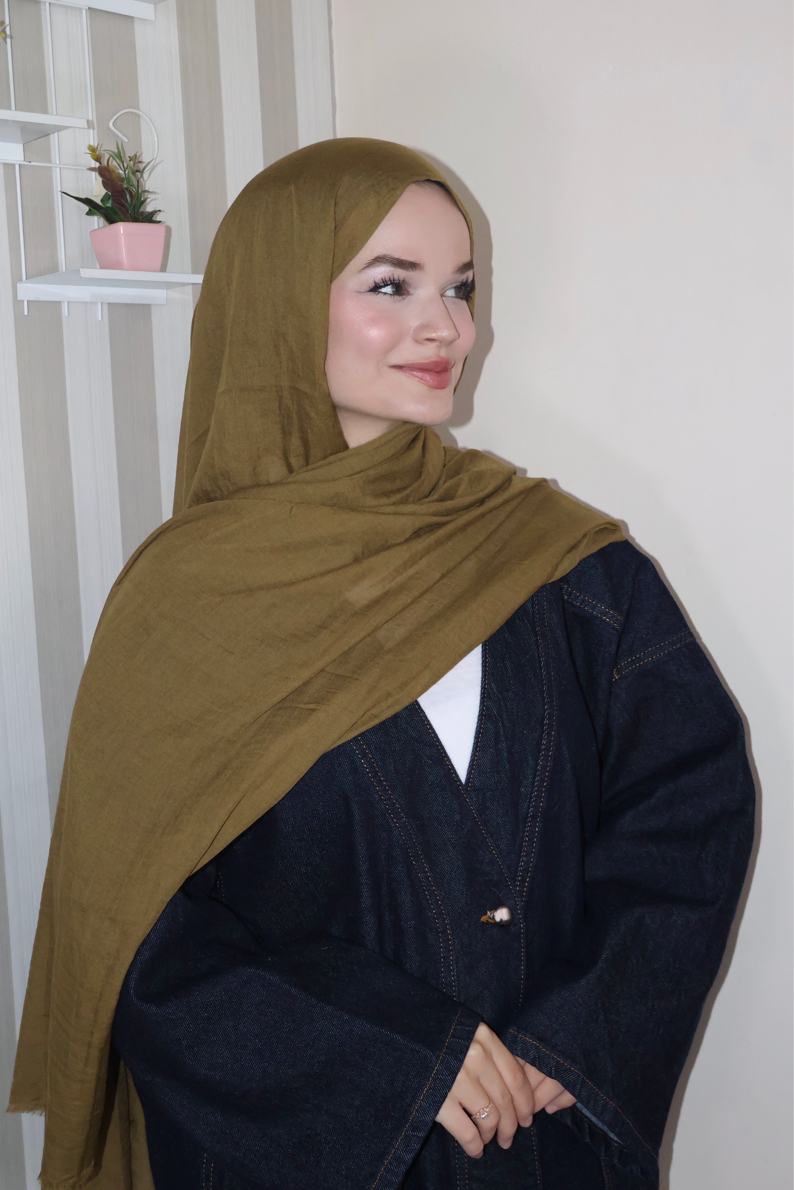 Soft Tatlı Koyu Sarı Pamuk Şal