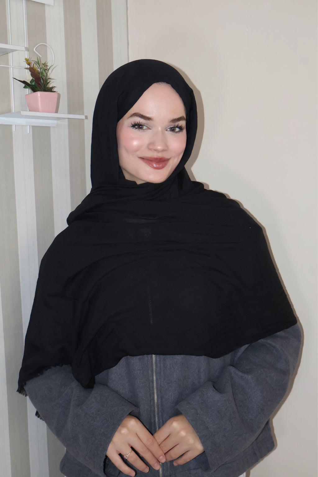 Soft Siyah Pamuk Şal