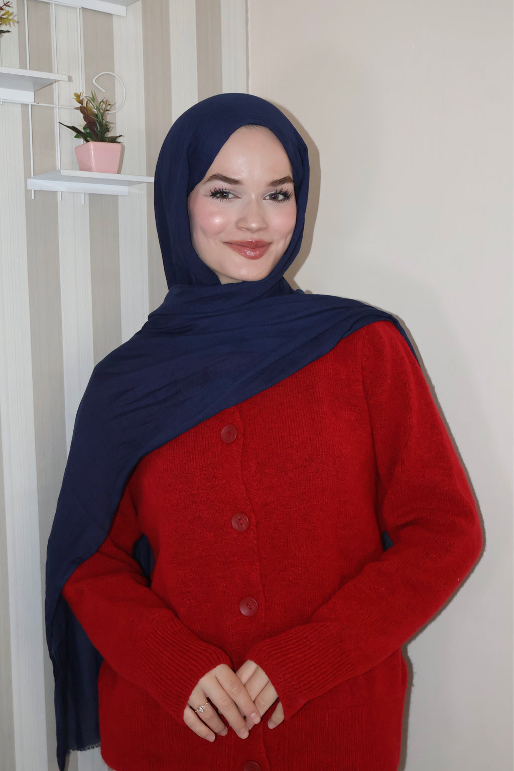 Soft Lacivert Pamuk Şal