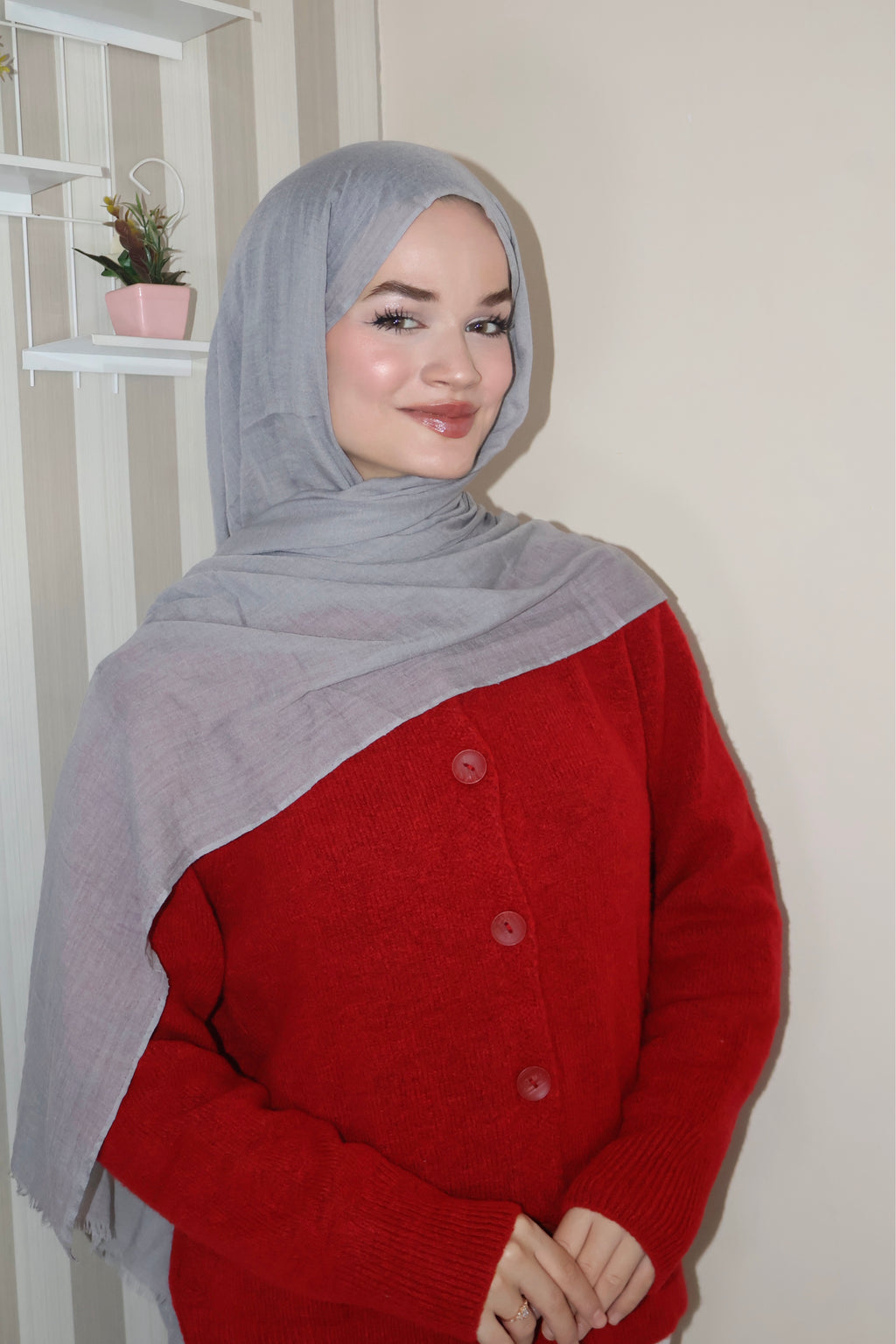 Soft Açık Gri Pamuk Şal