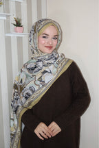 Altın Çiçek Desenli Şal