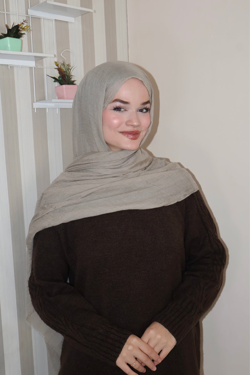 Soft Kum Beji Pamuk Şal