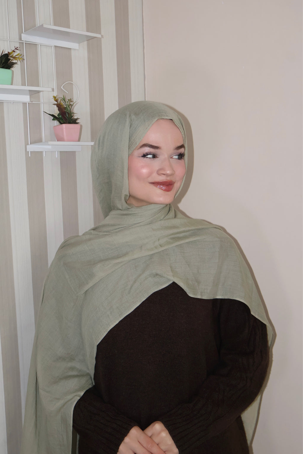 Soft Yeşil Çay Pamuk Şal