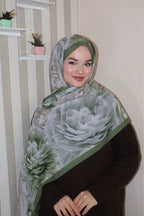 Yeşil Bahar Desenli Şal