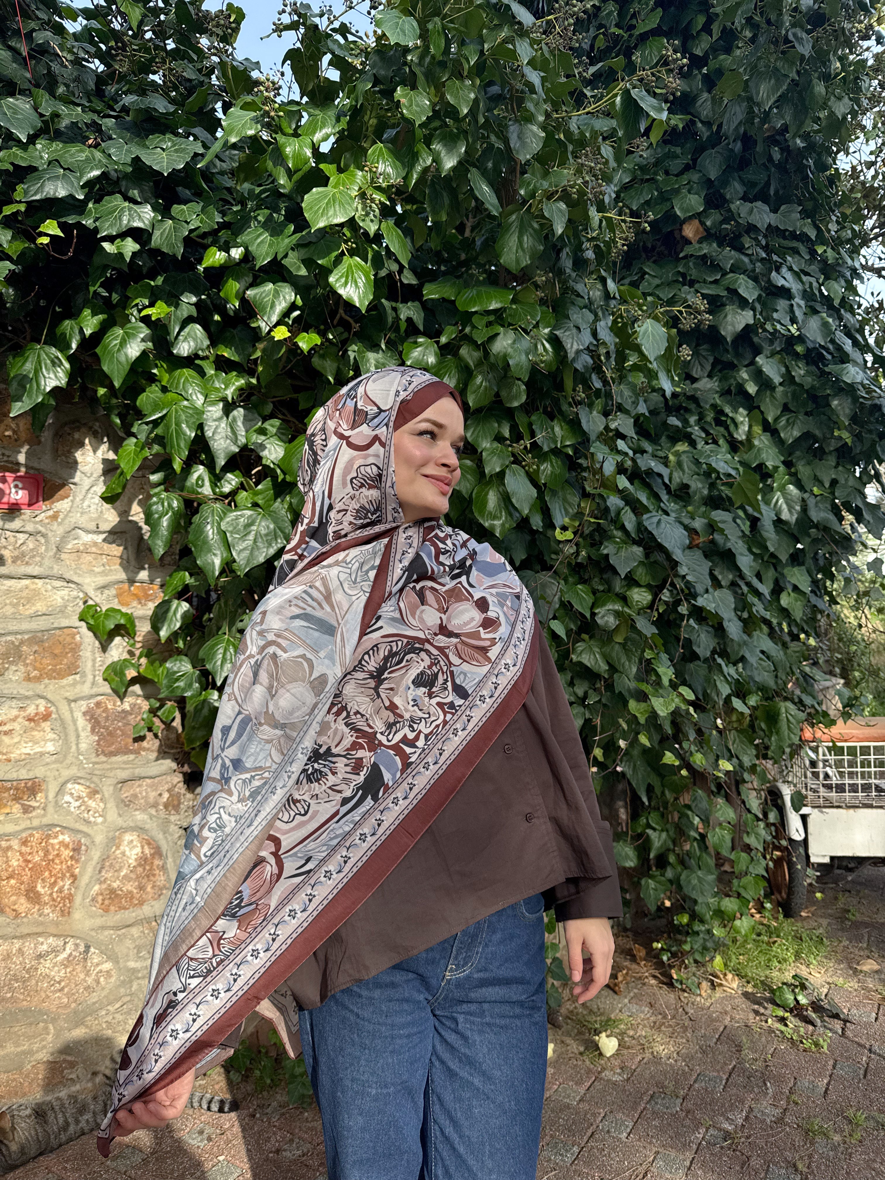 Pamuk Koza Şal Sıcak Kahve