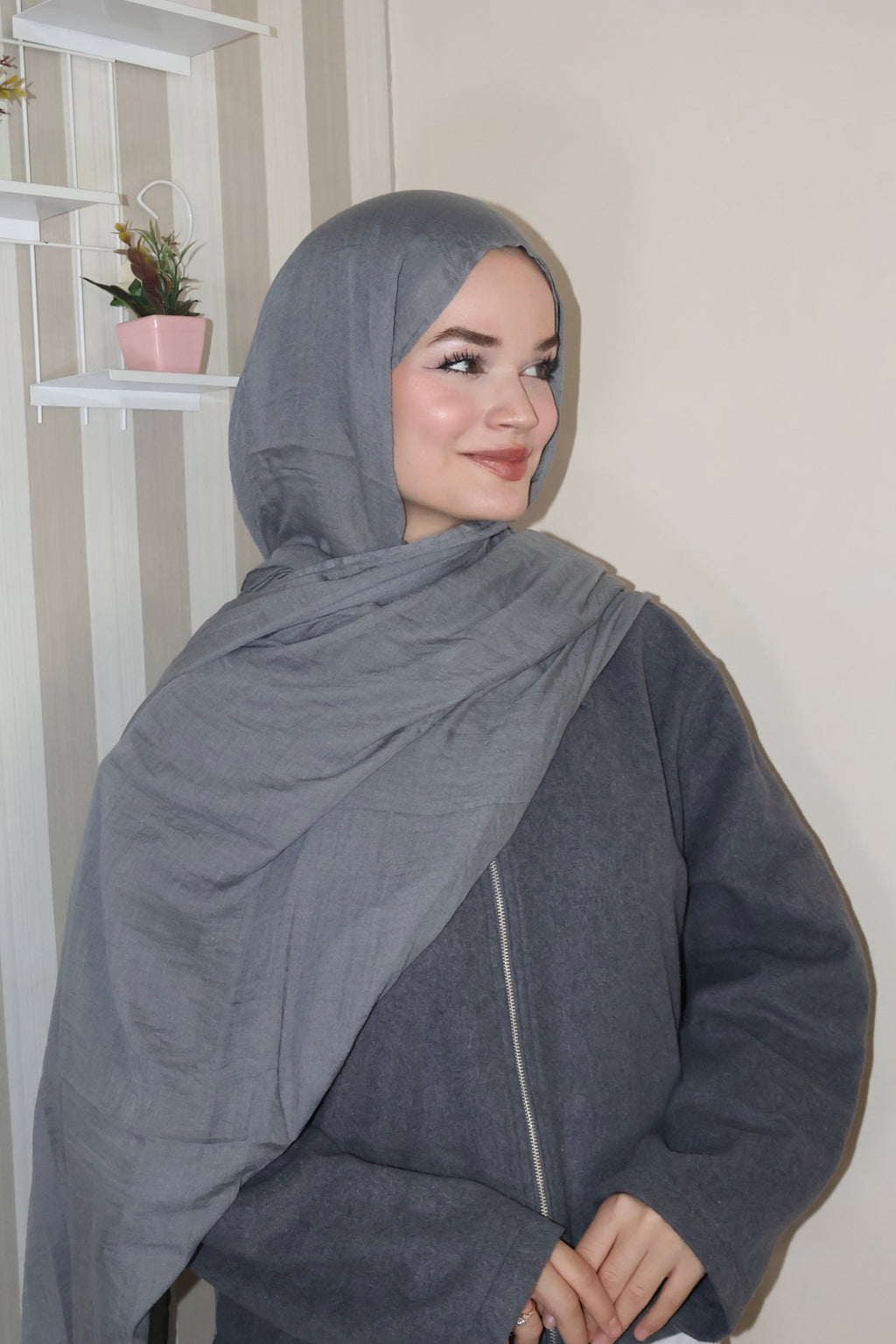 Soft Koyu Gri Pamuk Şal