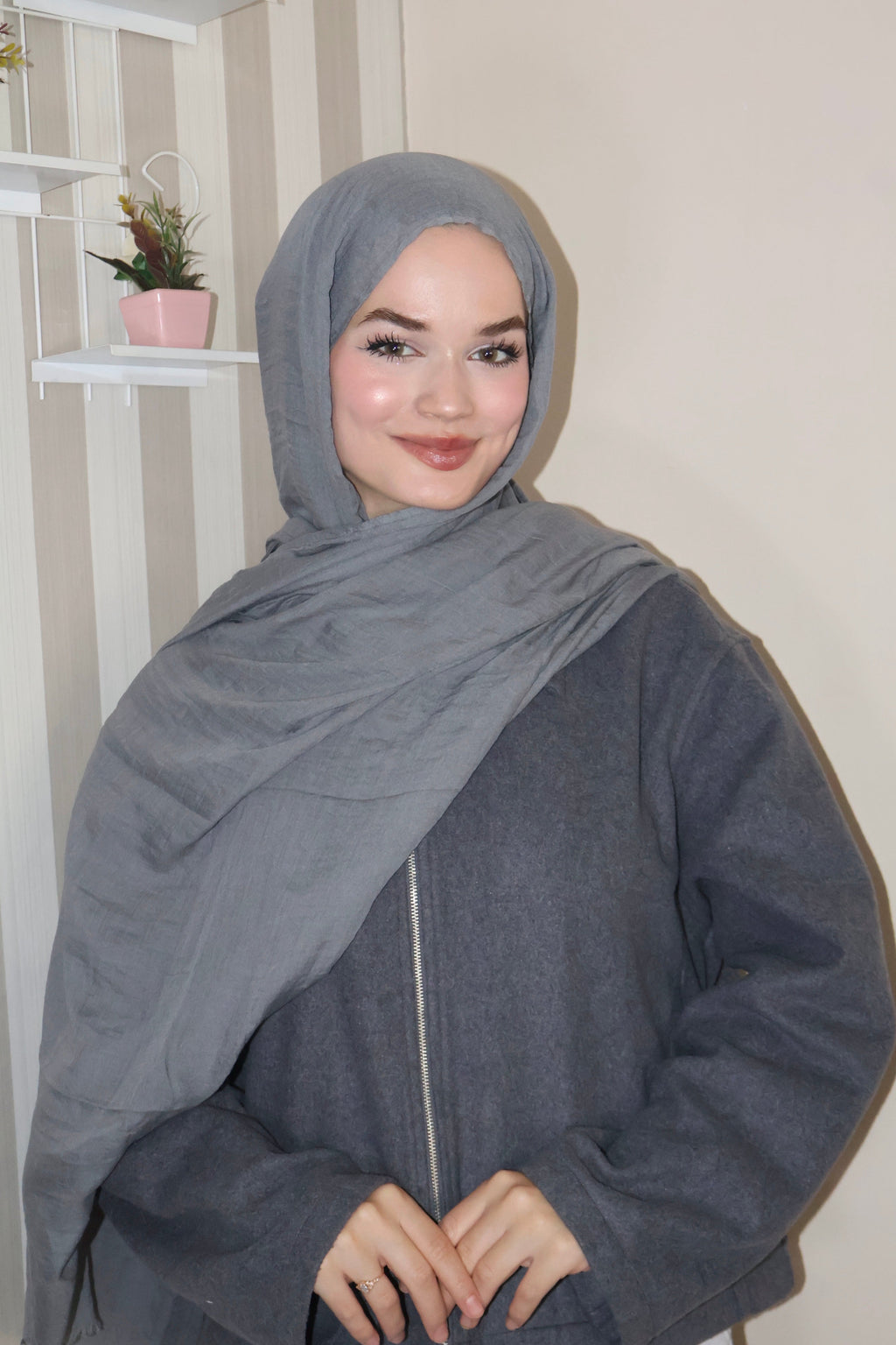 Soft Koyu Gri Pamuk Şal