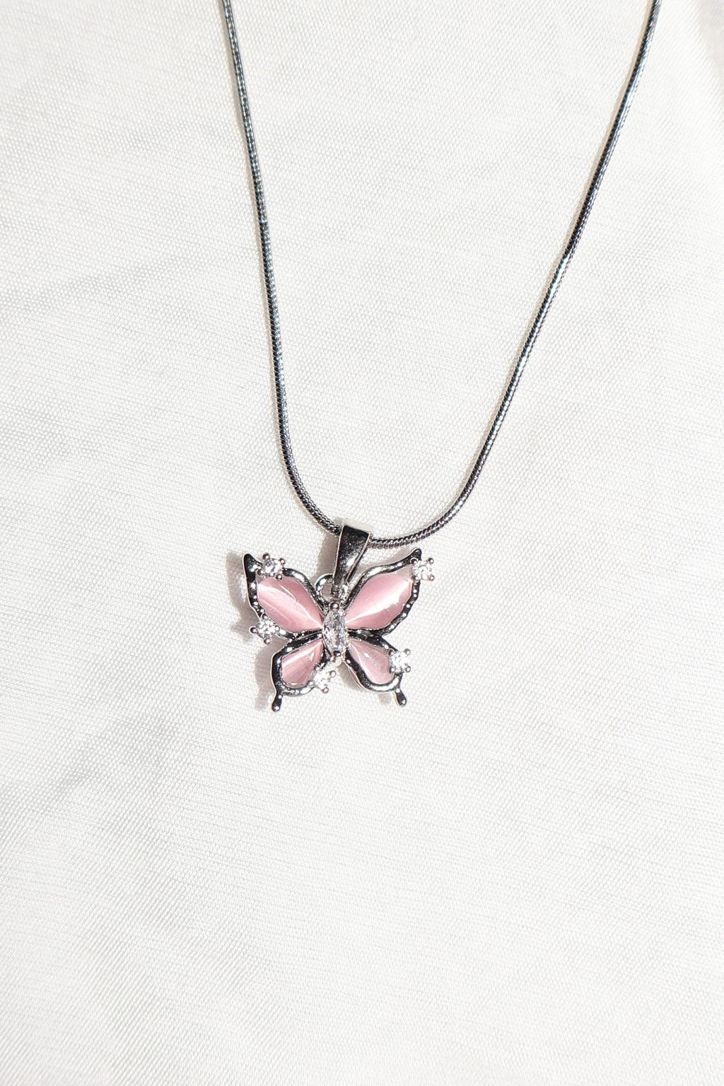 Pembe Kelebek Silver Kolye