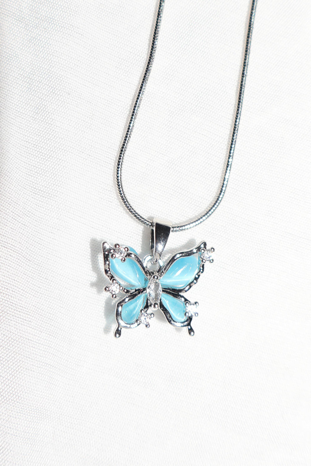 Mavi Kelebek Silver Kolye