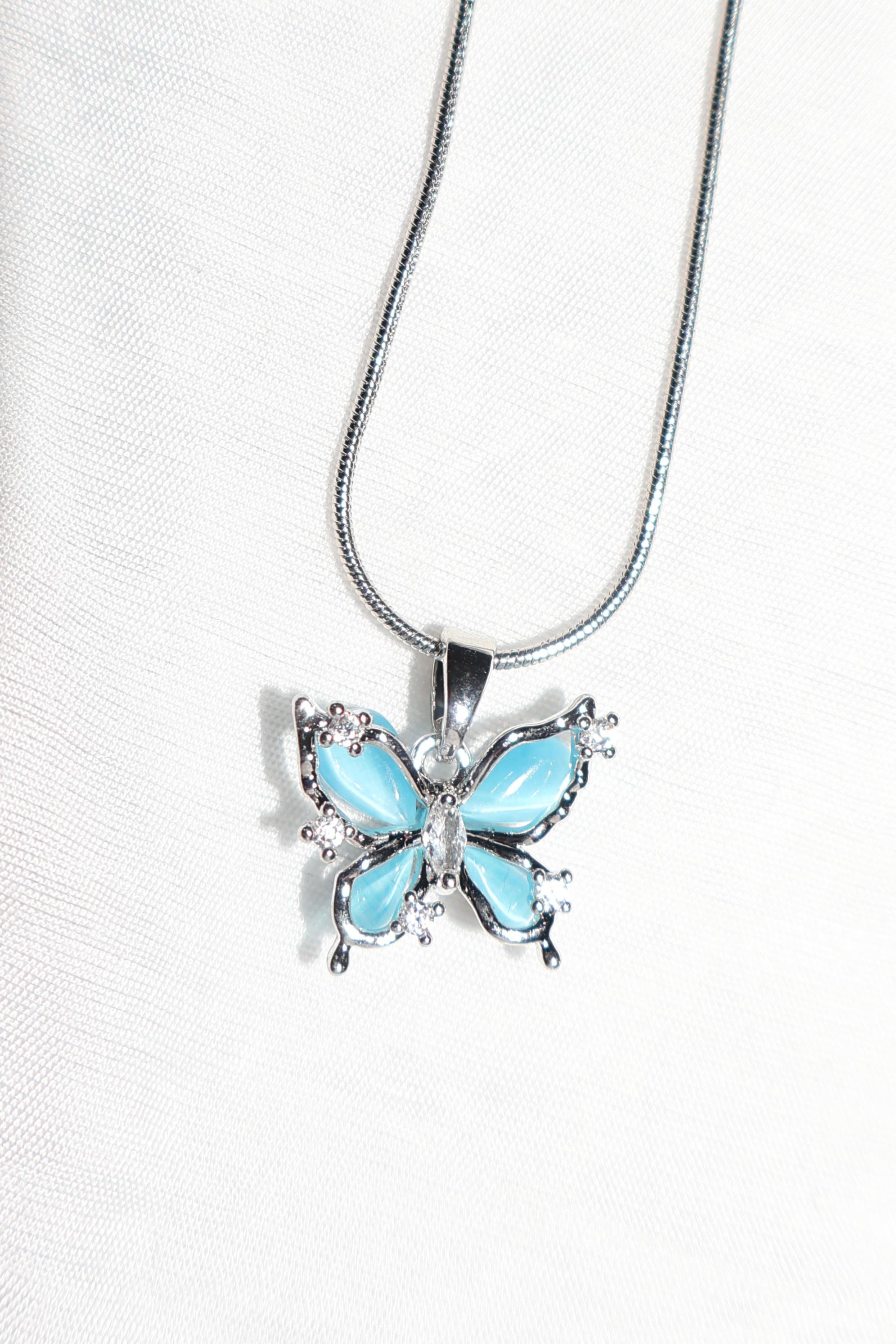 Mavi Kelebek Silver Kolye