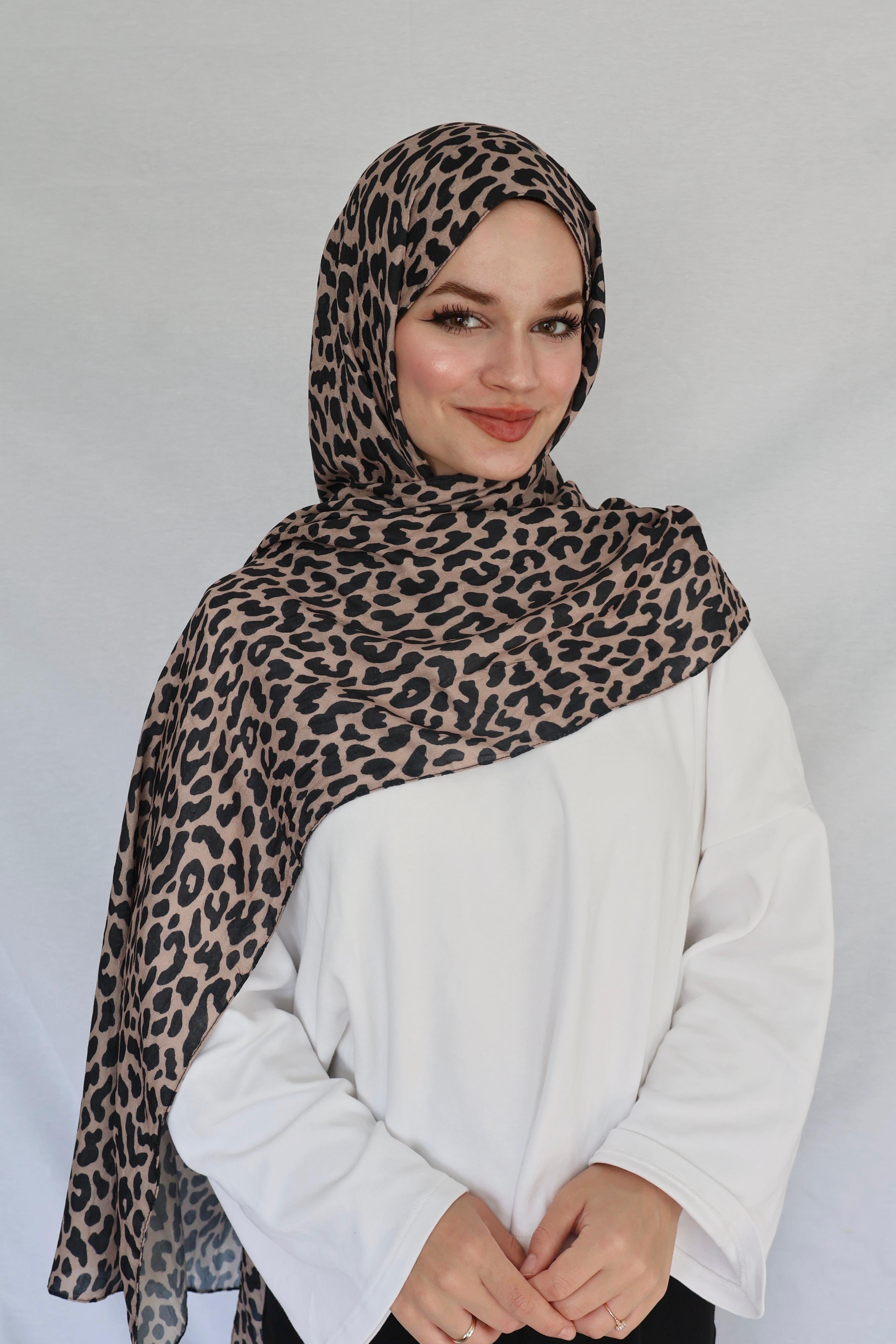 Leopar Sütlü Kahve Şal