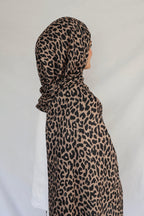 Leopar Sütlü Kahve Şal