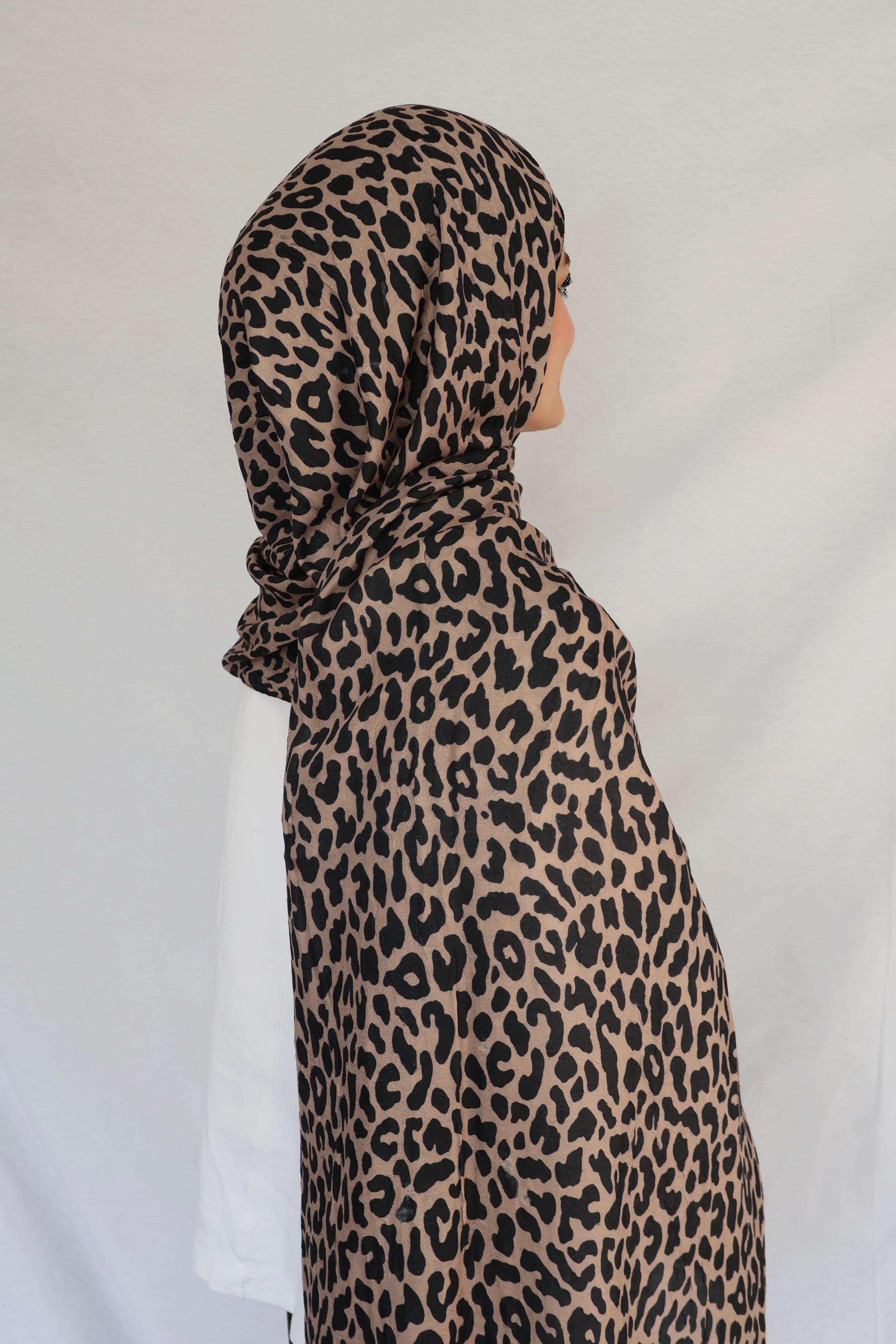Leopar Sütlü Kahve Şal