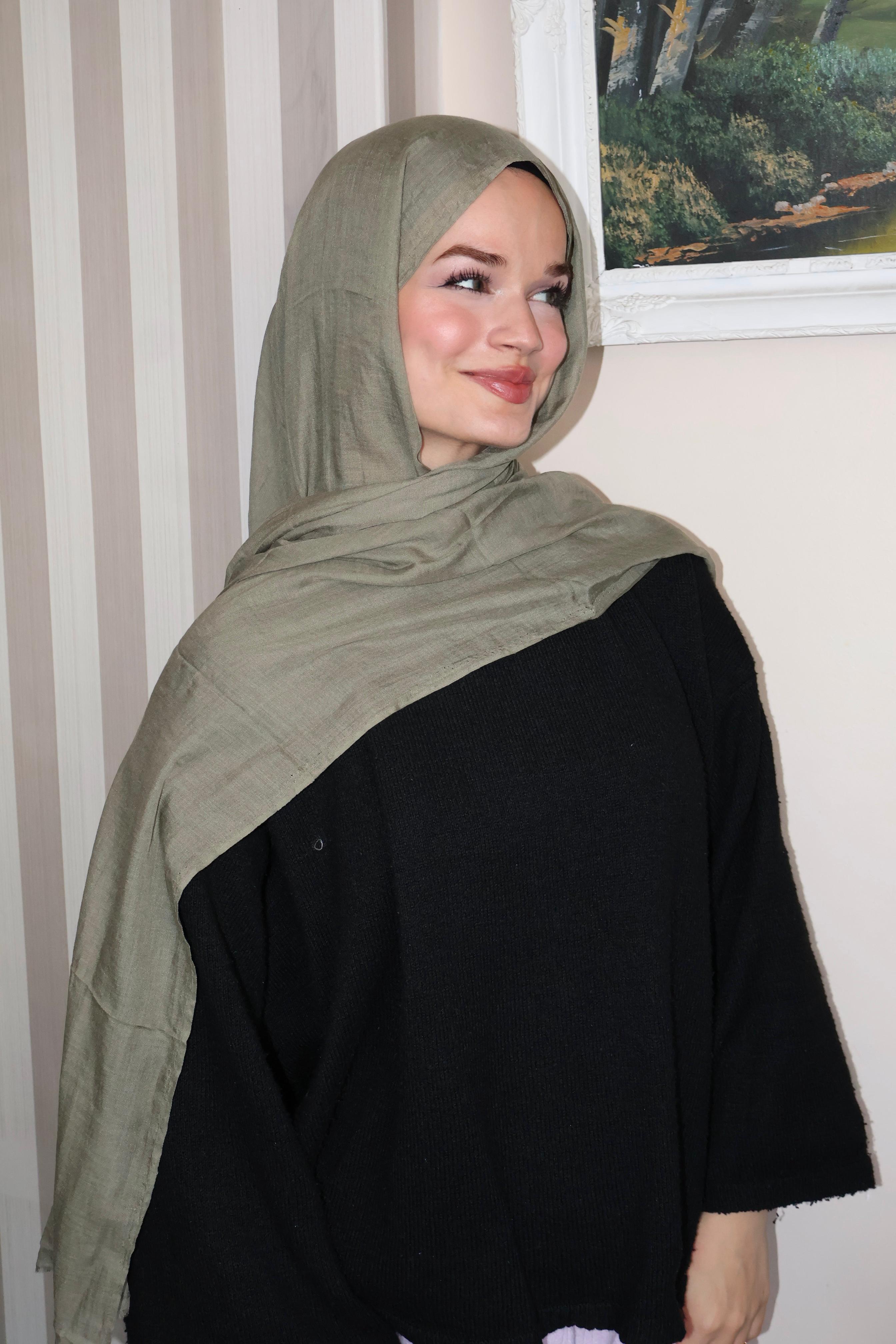 Soft Haki Pamuk Şal