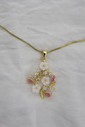 Parlak Çiçek Pembe Gold Kolye