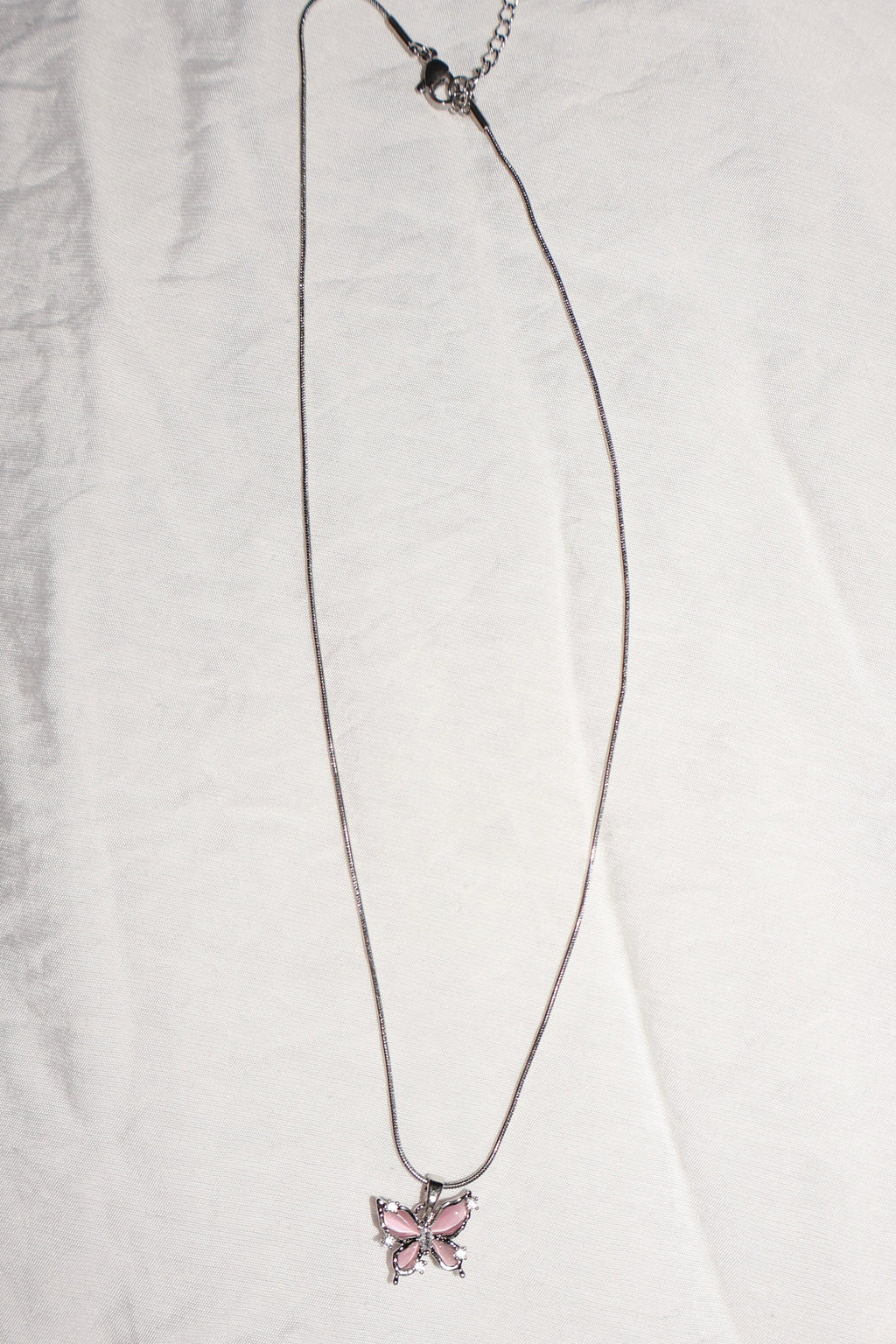 Pembe Kelebek Silver Kolye
