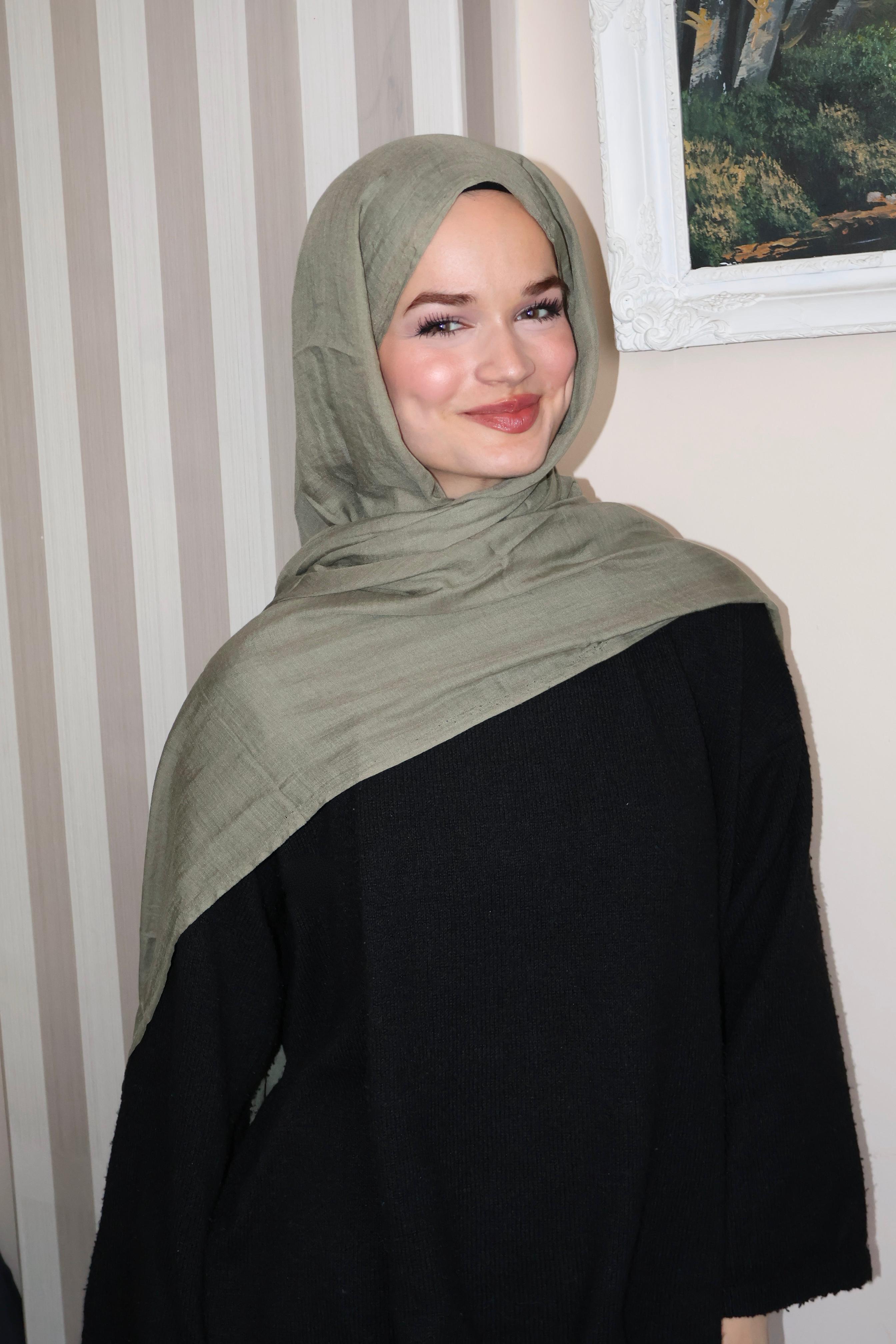 Soft Haki Pamuk Şal