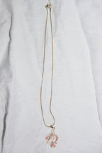 Parlak Çiçek Pembe Gold Kolye