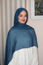 Soft Petrol Mavi Pamuk Şal