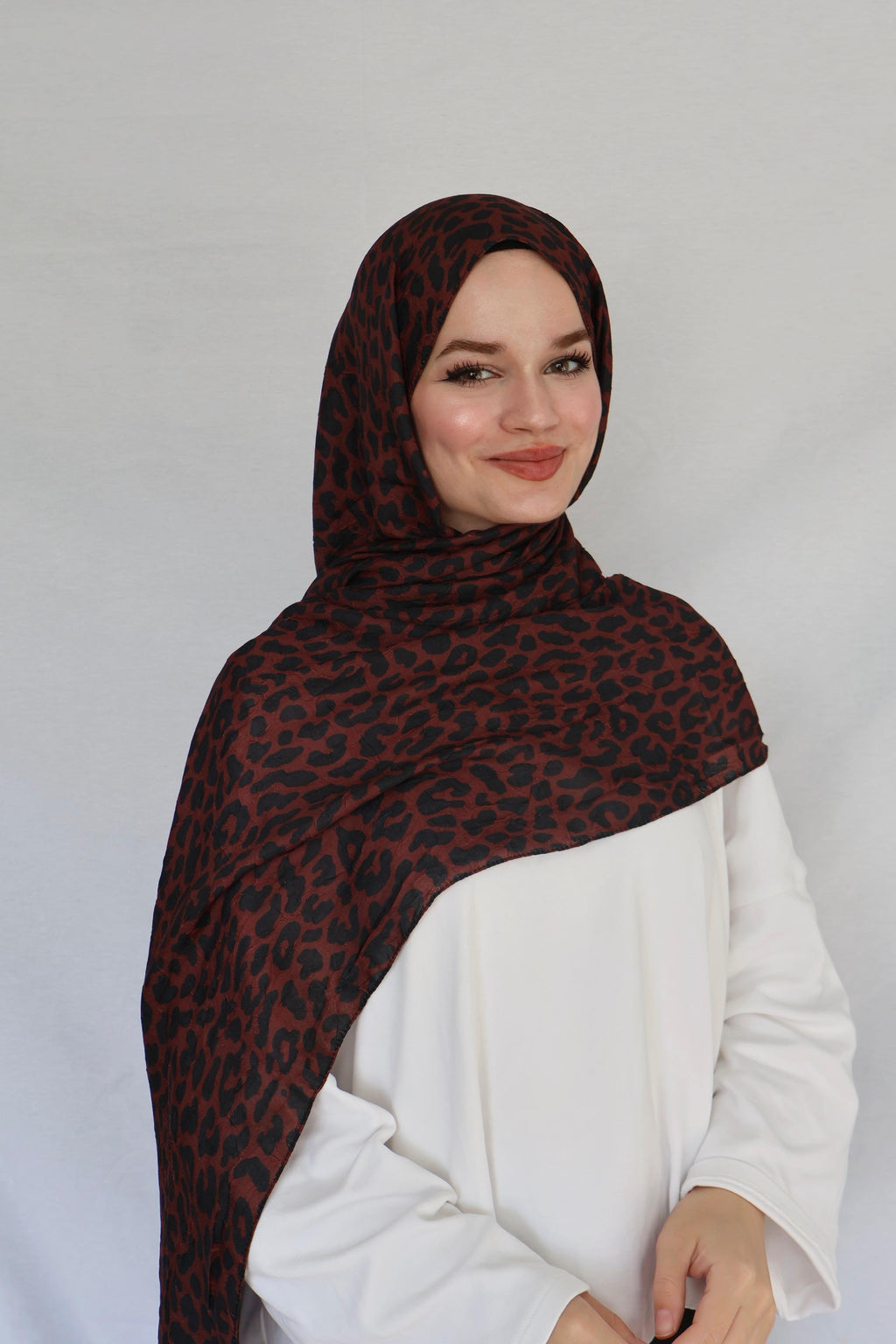 Leopar Kırmızı Şal