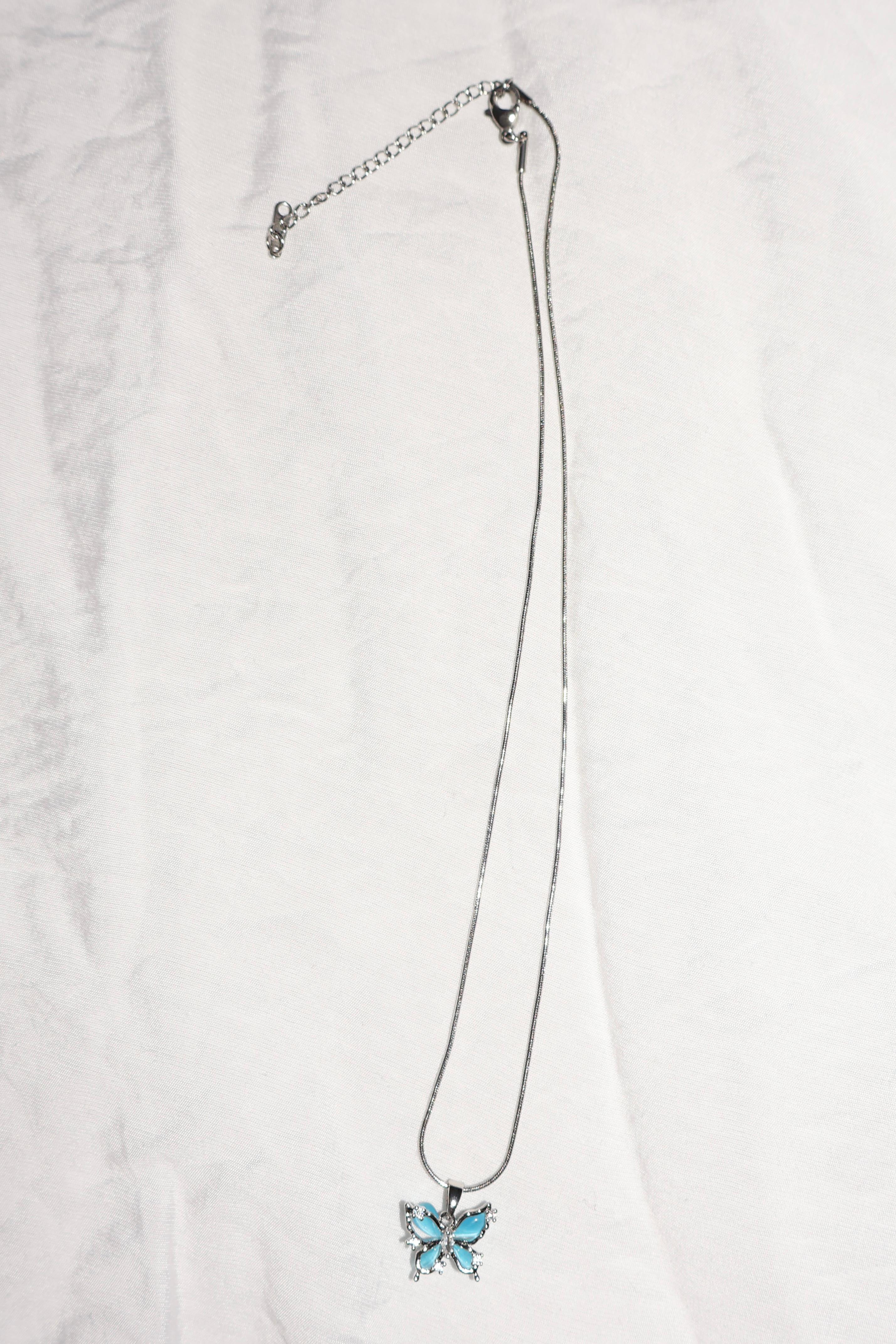 Mavi Kelebek Silver Kolye